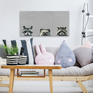 "Three Cuties in Gray" Painting Print on Wrapped Canvas