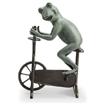 Attractive Workout Frog on Bicycle Garden Sculpture