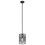 Kichler - Kichler Piston 1 Light Mini Pendant in Black - Two on-trend finishes deliver sleek industrial-era style on this Piston 1 light mini pendant. Natural Brass accents add the shine, while a black mesh cage forms the structure.