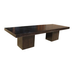 Contemporary Solid Wood Extra Large 120" Double Pedestal Dining Table for 12 Peo - Dining Tables