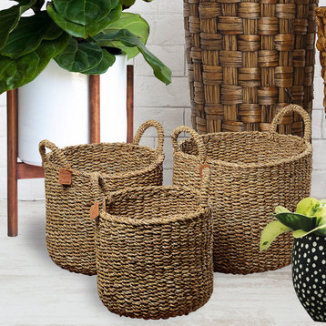 3 Piece Chunky Weave Sea Grass Baskets