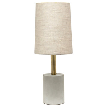Elegant Designs Cement Table Lamp with Antique Brass Detail, Khaki