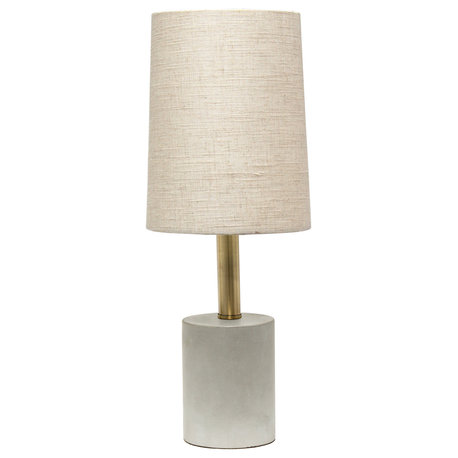 Elegant Designs Cement Table Lamp with Antique Brass Detail, Khaki