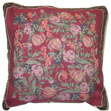 French Rose Field Pillow Cover, Red