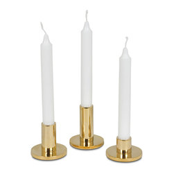 Brass Candlestick Holder Trio - Candleholders