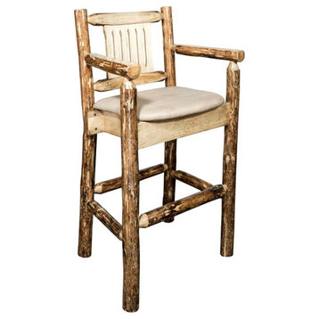 Montana Woodworks Glacier Country 24" Pine Wood Captain's Barstool in Brown