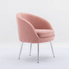 Teddy Fabric Accent Armchair With Electroplated Chrome Legs, Pink