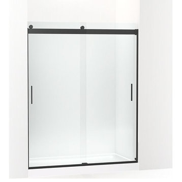 Kohler Levity Sliding Shower Door, 74" H x 56-5/8 59-5/8" W, Clear Glass, Black