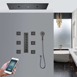LED Phone Controlled Musical Shower System, Matte Black A - Phone Control Light - Showerheads And Body Sprays