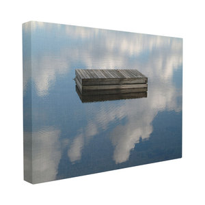 Floating Dock Ocean Lake Landscape Photograph, 30"x40", Canvas Art
