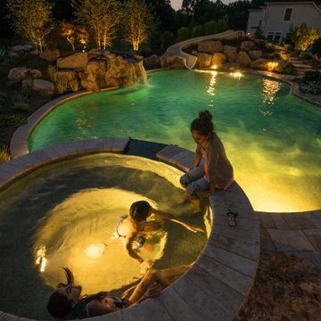 Custom Natural Swimming Pool- Boulders & Waterfalls