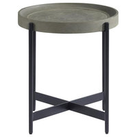 Brookline 20 in Round Wood with Gray Concrete-Coating End Table