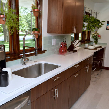 Contemporary Walnut Kitchen. Dura Supreme Cabinetry