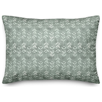 Leafy Vine Pattern Soft Green 6 14x20 Spun Poly Pillow