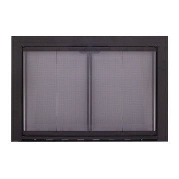 Pleasant Hearth Linear Aluminum Collection Fireplace Glass Door, 3