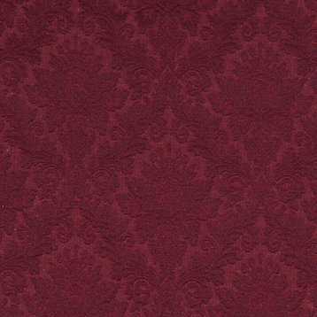Burgundy Elegant Floral Woven Matelasse Upholstery Grade Fabric By The Yard