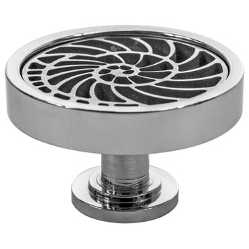 Cabinet Knob, Nautilus, Made in the USA, Polished Stainless Steel