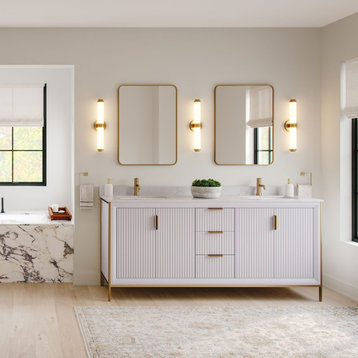 The Everleigh Bathroom Vanity, Double Sink, 72", White, Freestanding