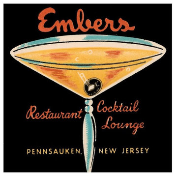 "Embers Restaurant Cocktail Lounge" Print by Vintage Booze Labels, 24"x24"