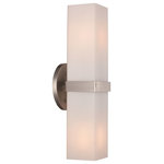 Trans Globe Lighting - 2 Light Wall Sconce in Brushed Nickel with White Glass - The 2 Light Wall Sconce in Brushed Nickel with White Glass is a hardwire fixture rated for Damp locations. The fixture uses 2 60 watt E26 bulbs. Bulbs are not included with the fixture.