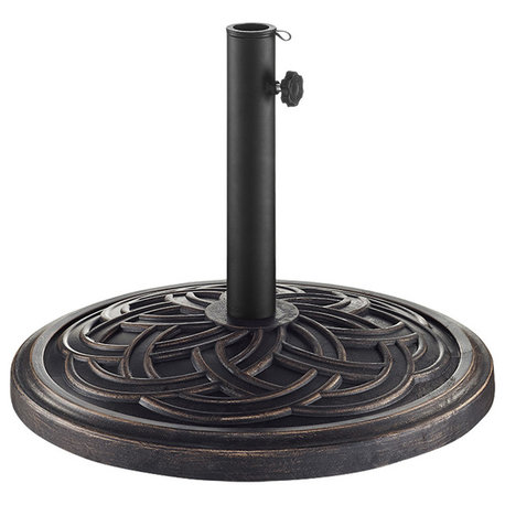 Circle Weave Round Umbrella Base, Antique Bronze