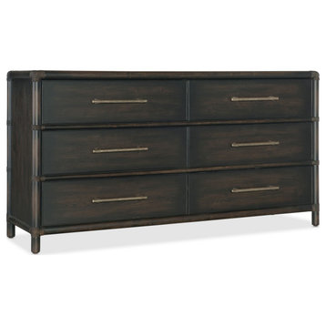 Hooker Furniture 6950-90202 Retreat 68"W 6 Drawer Wood Dresser - Black Sand