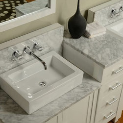 84" White Double Bathroom Sink Set Wall Mount Faucets - Bathroom Vanities And Sink Consoles