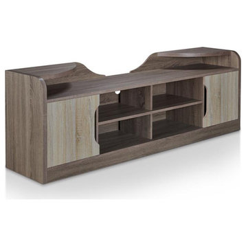Bowery Hill Rustic Wood 72-Inch TV Stand in Chestnut Brown Finish