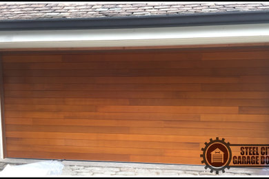 Insulated wooden garage door
