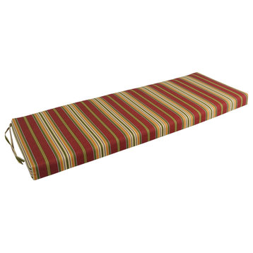 54"X19" Patterned Outdoor Spun Polyester Bench Cushion, Kingsley Stripe Ruby