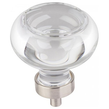 Jeffrey Alexander Harlow 1-3/4" Round Glass Knob, Satin Nickel