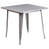 Flash Furniture 31.5" Square Metal Dining Table in Silver