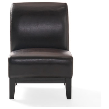 GDF Studio Brakar Brown Leather Armless Chair