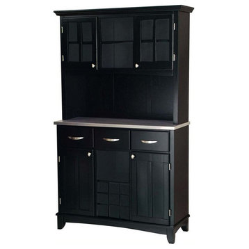 Homestyles Buffet of Buffets Wood Buffet with Hutch in Black