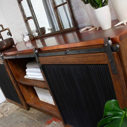 Kristen Patinated Copper Topped Scaffolding & Steel Bathroom Unit with Sink - Bathroom Cabinets & Shelves