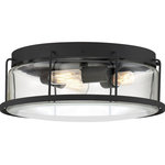 Quoizel - Quoizel Ludlow Three Light Flush Mount LUD1613EK - Three Light Flush Mount from Ludlow collection in Earth Black finish. Number of Bulbs 3. Max Wattage 40.00 . No bulbs included. Add an industrial feel to your home with the Ludlow collection. A simple silhouette combined with caged glass shades creates interest without sacrificing light projection. Finished in earth black, this collection is the perfect addition to any room. No UL Availability at this time.