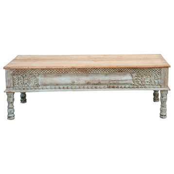 Large Carved Beam Takhat Coffee Table