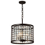 CWI Lighting - Meghna 4 Light Up Chandelier With Brown Finish - Bring a hint of industrial-chic style to your modern space with the Meghna 4 Light Pendant. This up chandelier features a brown-finished cage-like shade with a circular panel of clear crystal prisms inside. Deep within are four candelabra-based bulbs responsible for emitting a striking glow to the room. Simple yet edgy, this luminaire displays the right balance of rugged and cozy. This is, undeniably, the light source to get when you want to give your space a gritty-chic design style. Feel confident with your purchase and rest assured. This fixture comes with a one year warranty against manufacturers defects to give you peace of mind that your product will be in perfect condition.