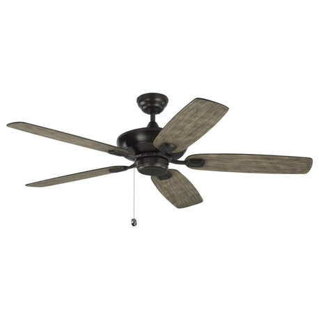 52-Inch 5 Blade Ceiling Fan In Aged Pewter Light Grey Weathered Oak Blade