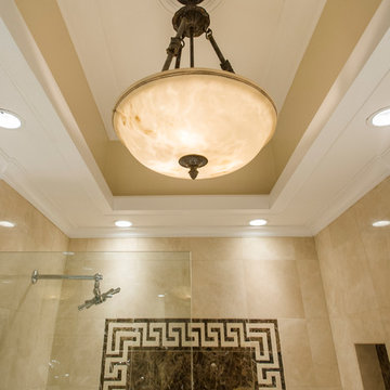 Greek key marble bathroom