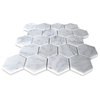 Carrara White Venato Marble 3" Hexagon Mosaic Wall Floor Tile Polished, 1 sheet