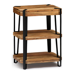 Alaterre Furniture - Ryegate Natural Solid Wood, Metal 2 Shelf End Table, Natural - Side Tables And End Tables