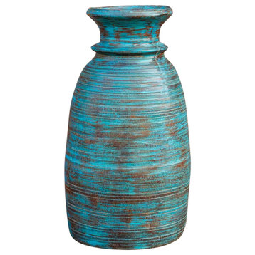 Tall Antique Indian Farmhouse Blue Vase