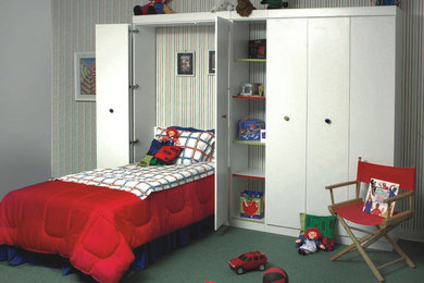 Inspiration for a mid-sized timeless gender-neutral carpeted kids' room remodel in Charleston with green walls