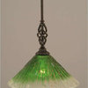 Toltec Lighting Elegante Mini Pendant, 12" Kiwi Green Crystal Glass