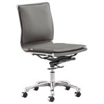 Zuo Modern - Lider Plus Armless Office Chair, Gray - With its ergonomic shape, padded back and seat cushions, the Lider Plus armless chair works in comfort. It has a chromed steel frame with soft neoprene pads.