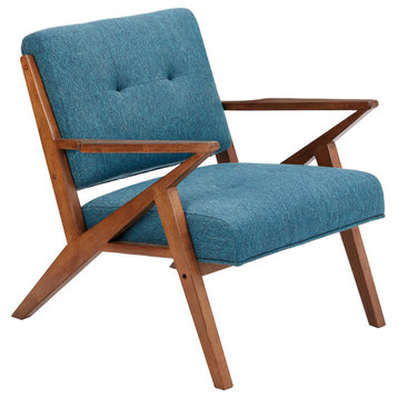 INK+IVY Modern Mid-Century Wood Lounge Chair, Blue