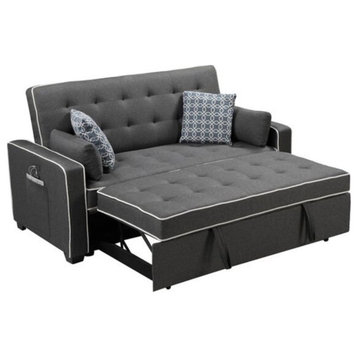 Cody Gray Fabric Sleeper Sofa with 2 USB Charging Ports and 4 Accent Pillows