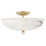 Hudson Valley Lighting - Somerset 3 Light Semi-Flush Mount, Aged Brass - Enduring materials and an elegant shape enhance Somerset's distinguished nature. The natural marble dome diffuses light beautifully, accented with a delicate brass finial for added finesse. Available as a flush mount and pendant.