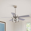 52" Crystal Chandelier 5-Blade Ceiling Fan with Remote Control and Light Kit, Satin Nickel